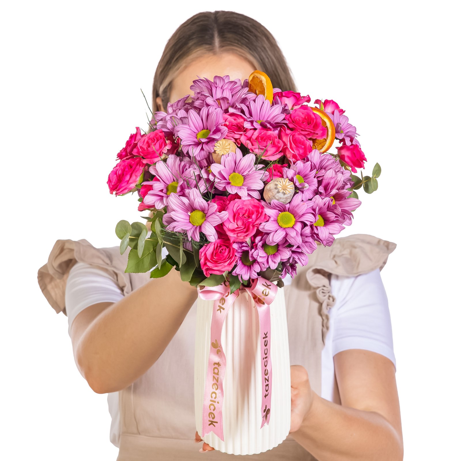 Satin Magenta Vazoda Kasımpatı