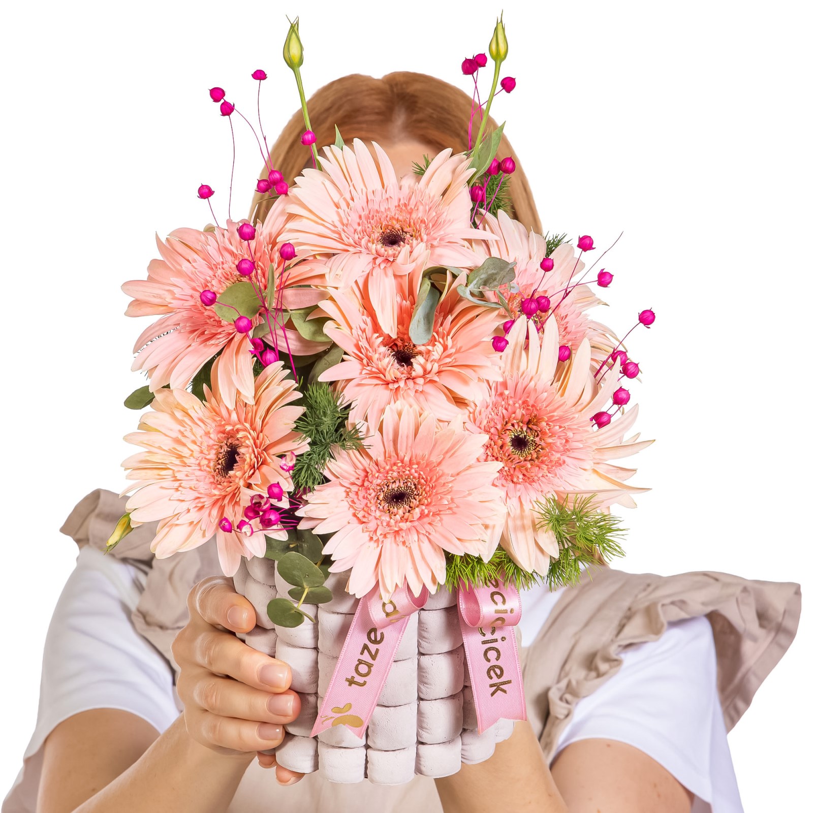 Satin Peach Gerbera Aranjmanı