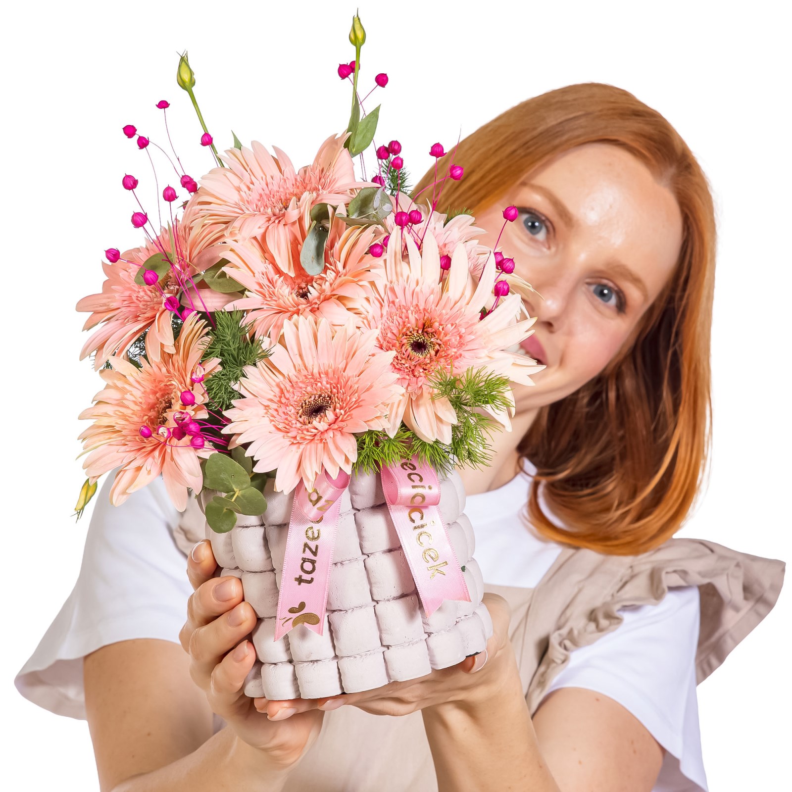 Satin Peach Gerbera Aranjmanı