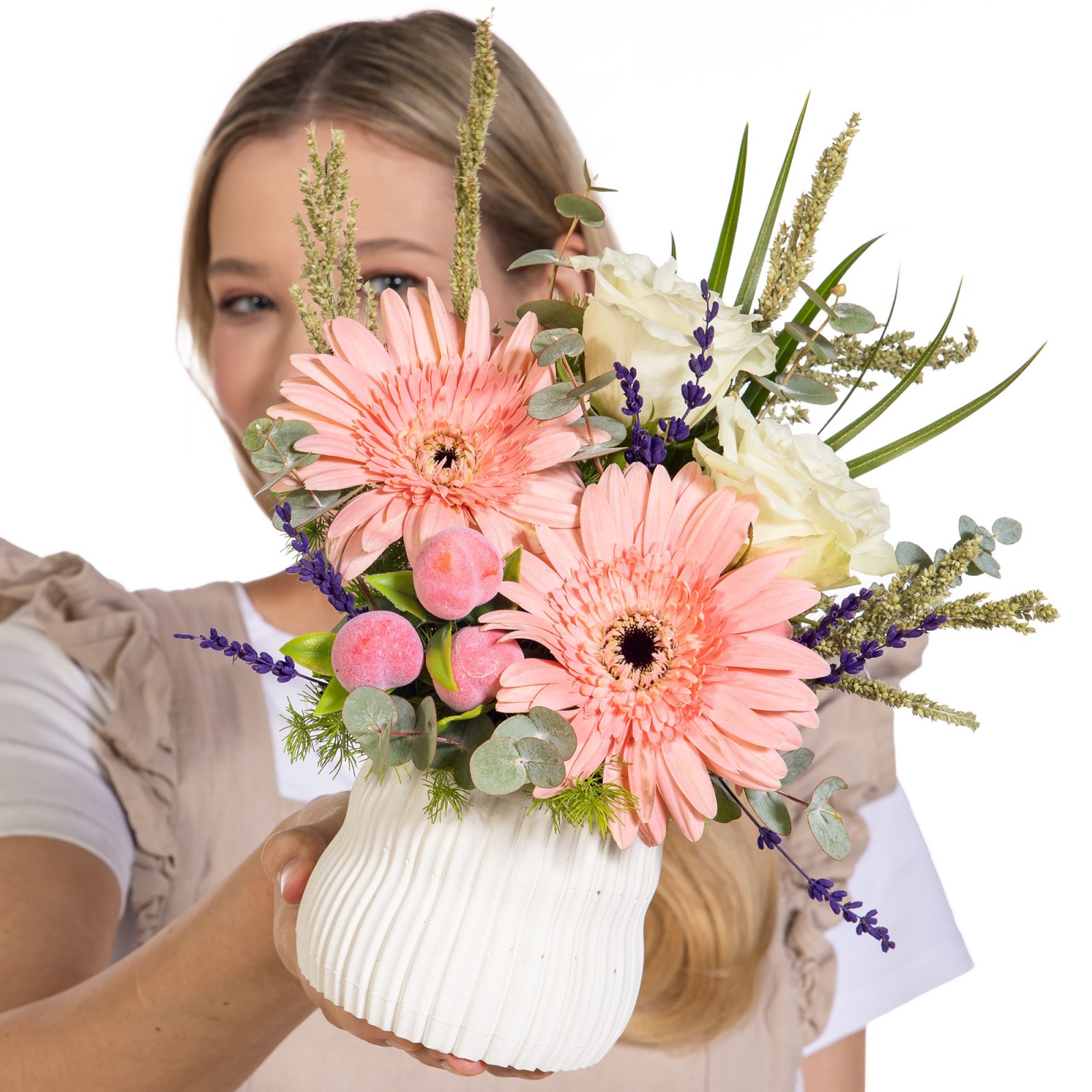 Peach Whisper Gerbera ve Güller