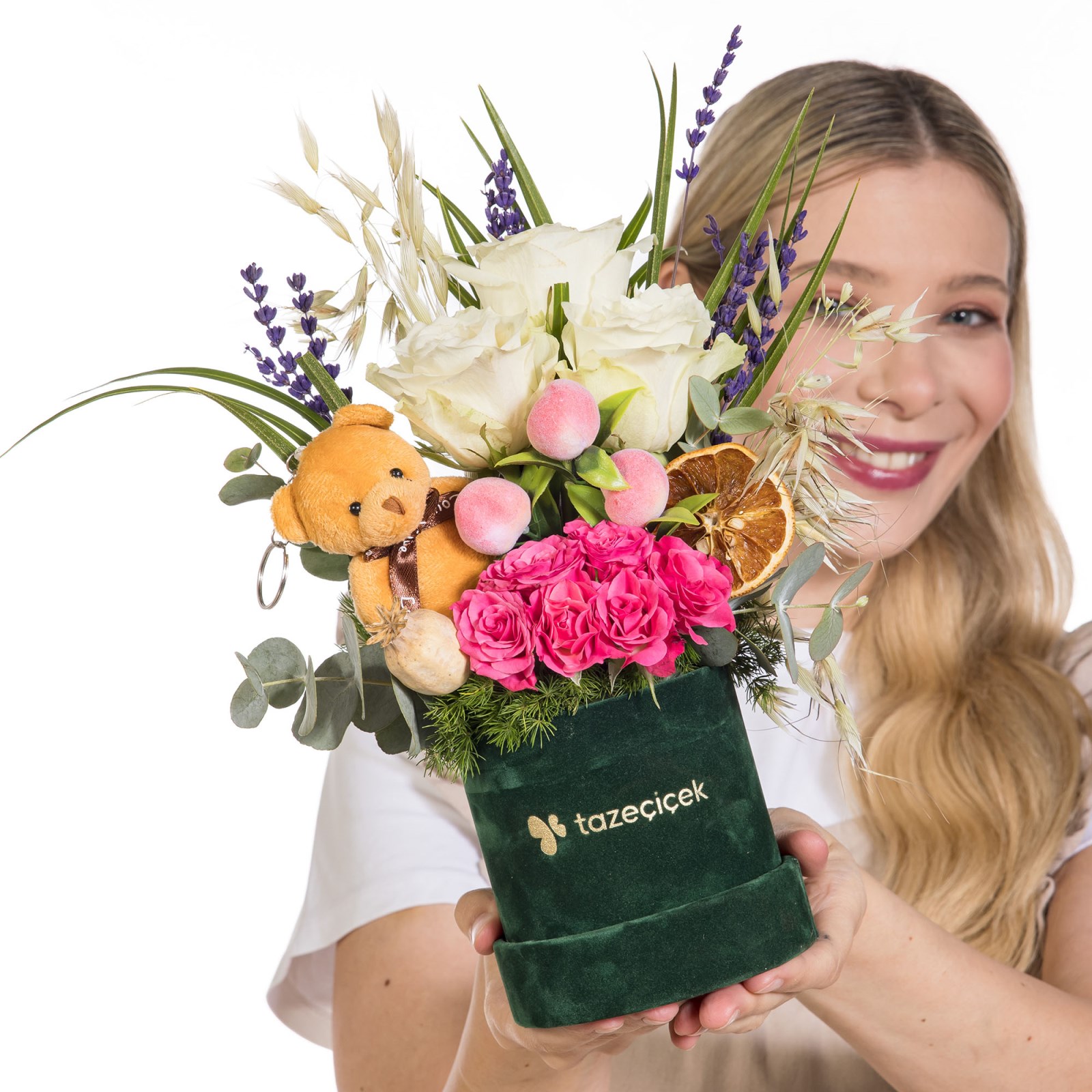 Teddy Blush Ayıcıklı Pembe Güller