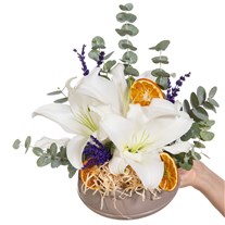 Citrus Pearl Beyaz Lilyum Aranjmanı