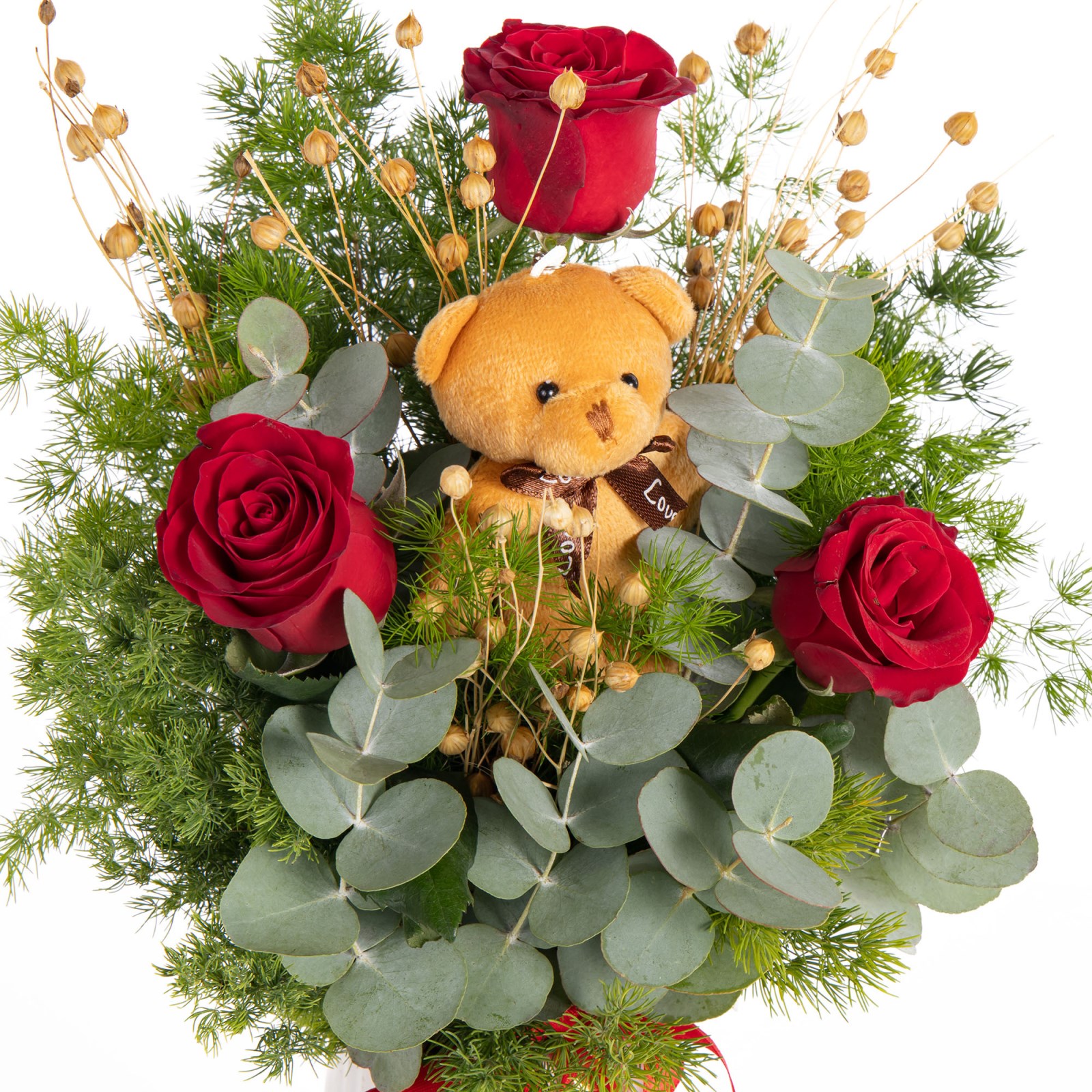 Teddy Promise Vazoda Kırmızı Güller
