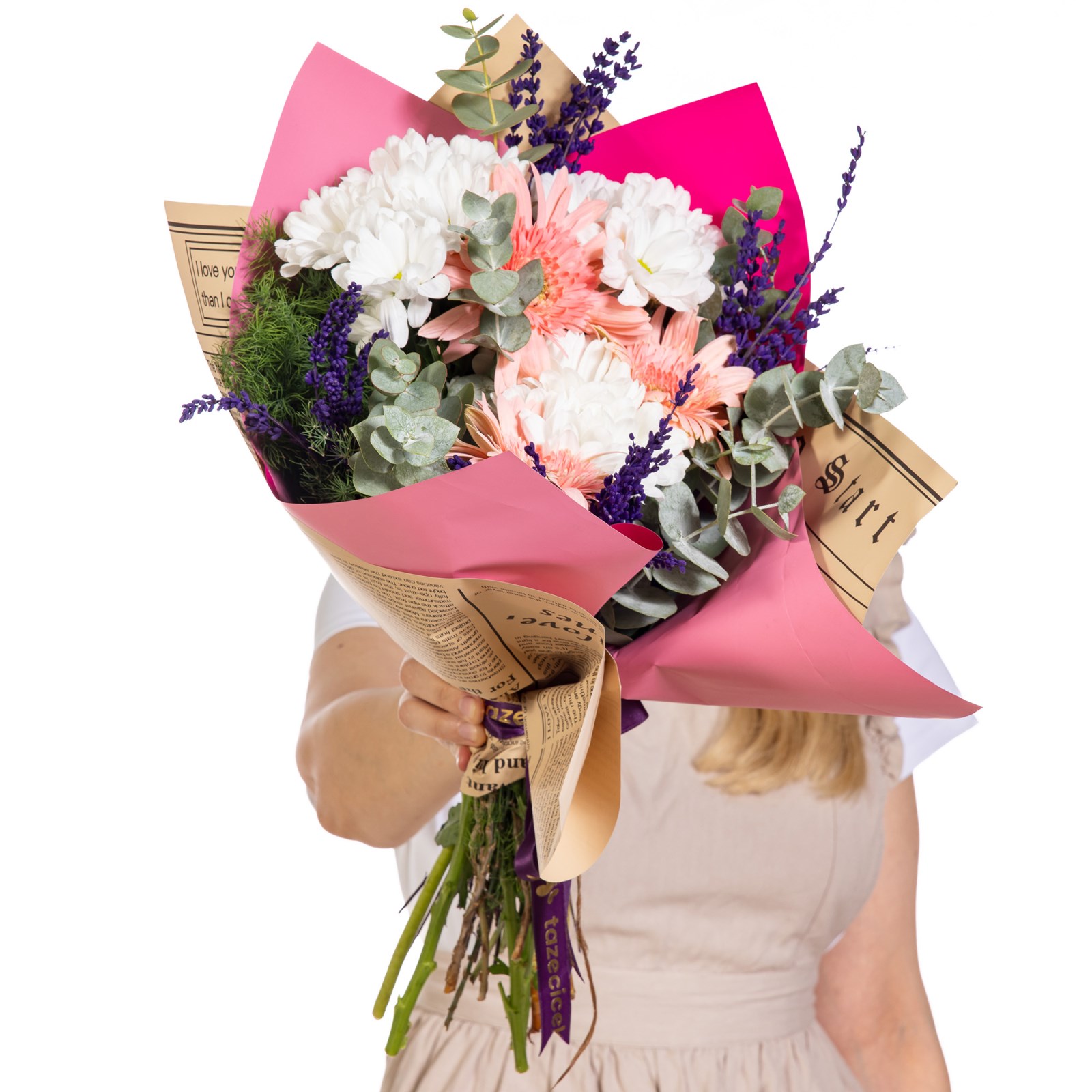 Peach Giggle Gerbera ve Papatya Buketi