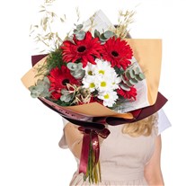 Cherry Daisy Kırmızı Gerbera Buketi