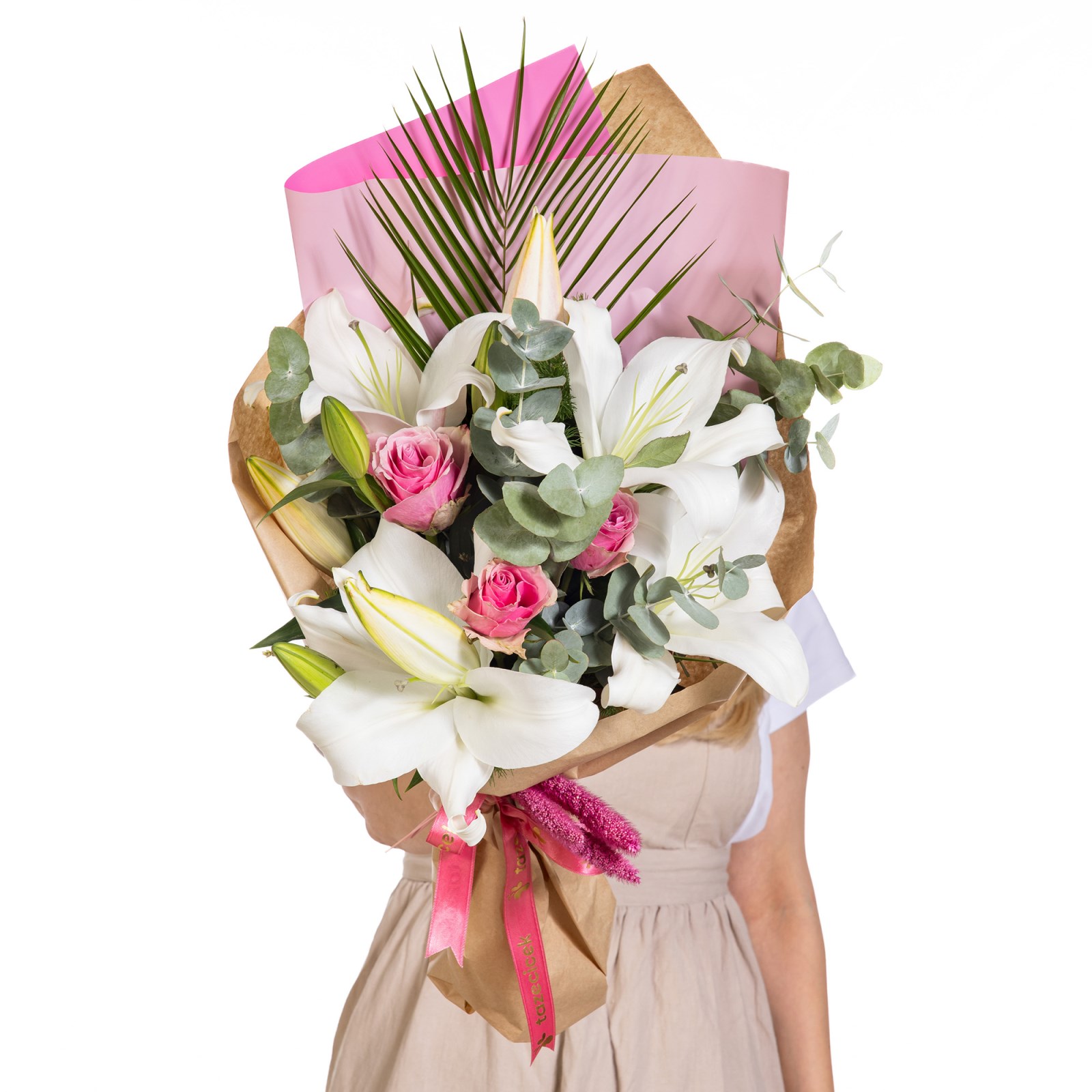 Blush Serenade Lilyum ve Pembe Gül Buketi