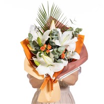 Apricot Serenade Lilyum ve Gül Buketi
