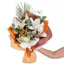 Apricot Serenade Lilyum ve Gül Buketi