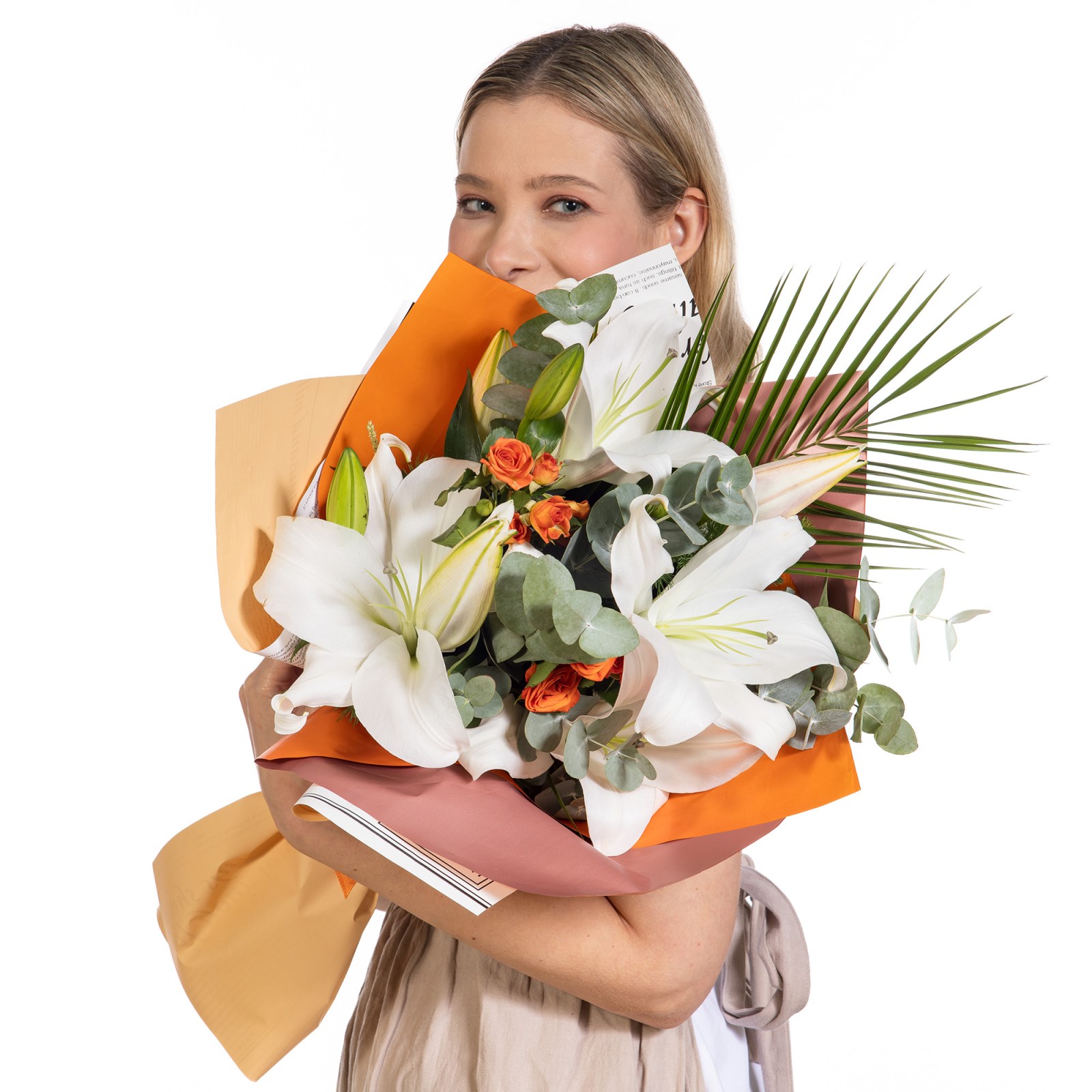 Apricot Serenade Lilyum ve Gül Buketi