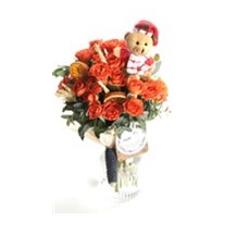 Teddy & Orange Roses