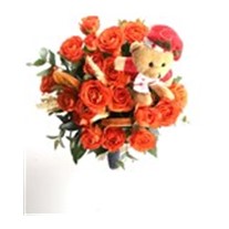 Teddy & Orange Roses