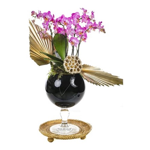 Black Vase Of Pink