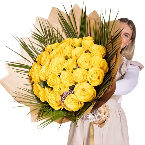 Golden Sun Sarı Gül Buketi