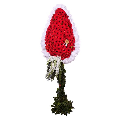 Görkemli Kırmızı Gerbera Tek Katlı Çelenk