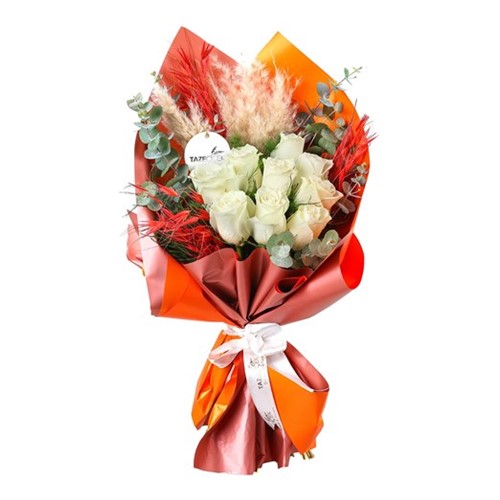 Infinite Elegance 9 Beyaz Gül Buketi