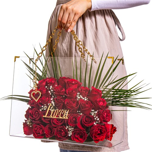 Kişiye Özel Love Charm Kırmızı Gül Aranjmanı