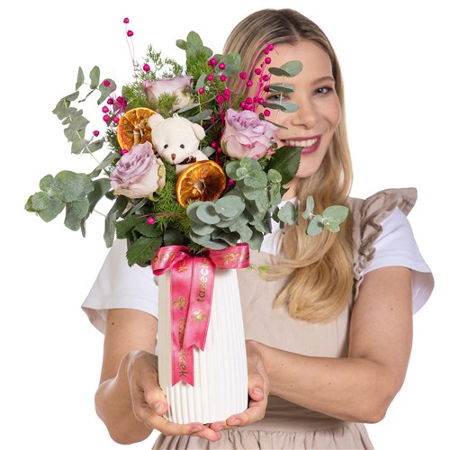 Lilac Sweetie Ayıcıklı Lila Güller