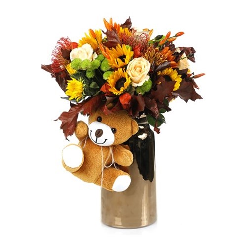 Luxury Arrangement & Sweet Teddy Bear Autumn