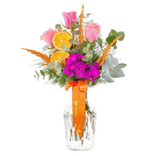 Orange Bloom Vazoda Pembe Gül