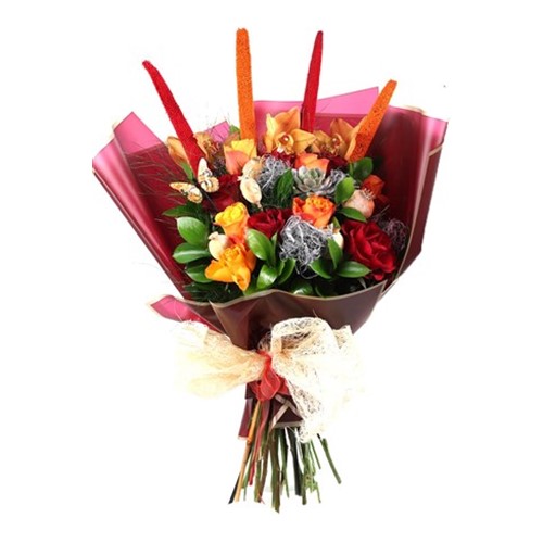 Orange Or Red Rose Bouquet