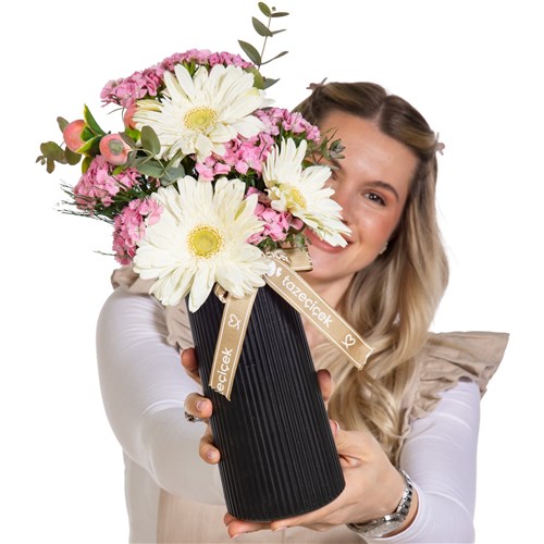 Pamuk Şeker Gerbera Vazosu