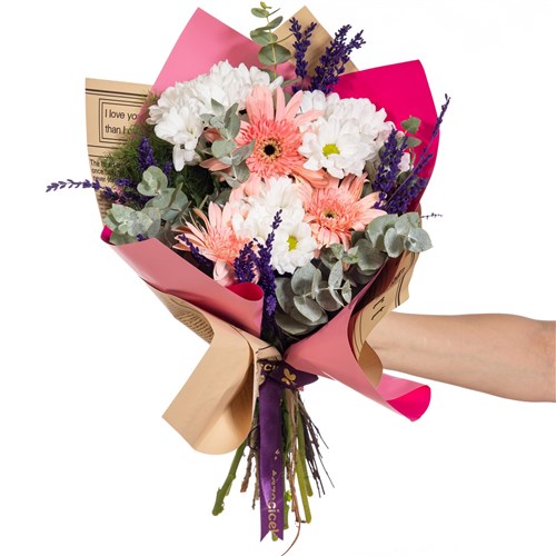 Peach Giggle Gerbera ve Papatya Buketi