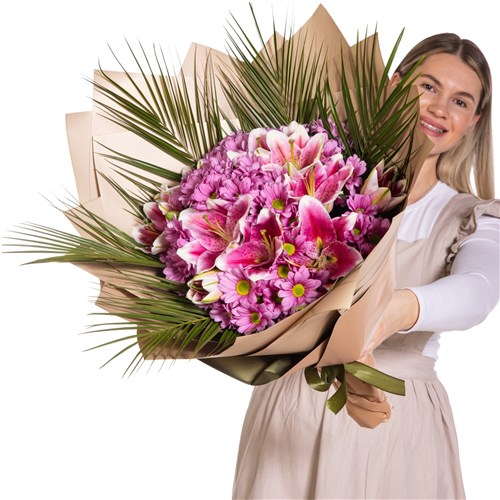 Pink Lily Şık Lilyum Buketi