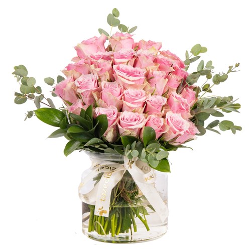 Pink Romance Cam Vazoda Pembe Güller