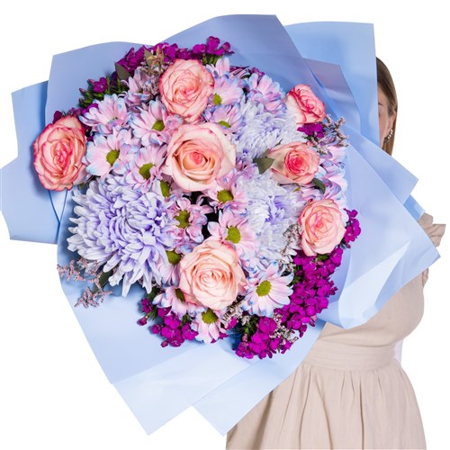 Purple Elegance Gül Krizantem Buketi