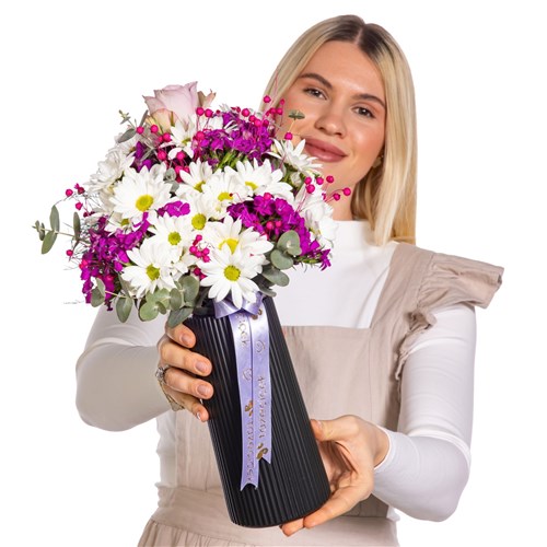 Purple Joy Beyaz Papatyalar