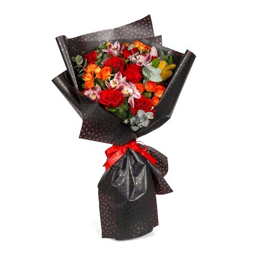 Ravishing Red Roses & Spidyum Orkide Buketi