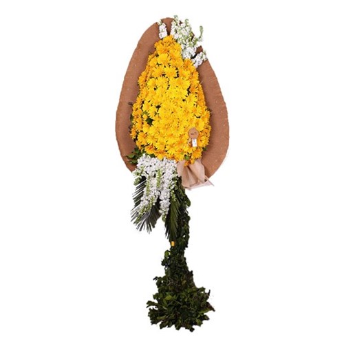 Renkli Kutlama Sarı Gerbera Tek Katlı Çelenk