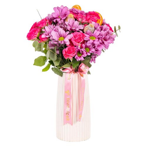 Satin Magenta Vazoda Kasımpatı