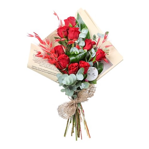 Scarlet Elegance 9 Kırmızı Gül Buketi