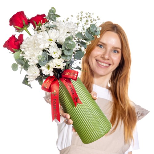 Scarlet Love Papatya Gül Vazosu