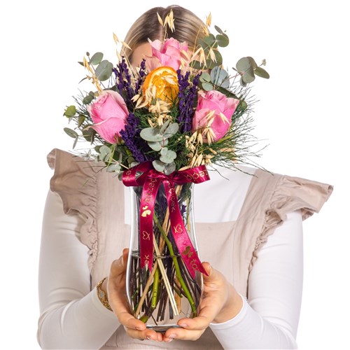 Soft Lavender Vazoda Pembe Gül