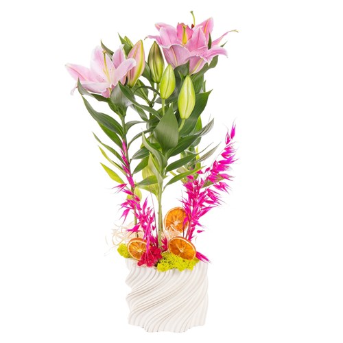 Swirl Pink Lilyum Aranjmanı