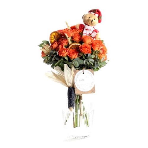 Teddy & Orange Roses